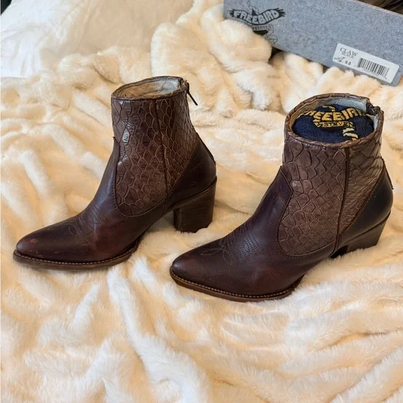 Freebird Brown Snakeskin and  Genuine Leather Boots - Picture 2 of 5